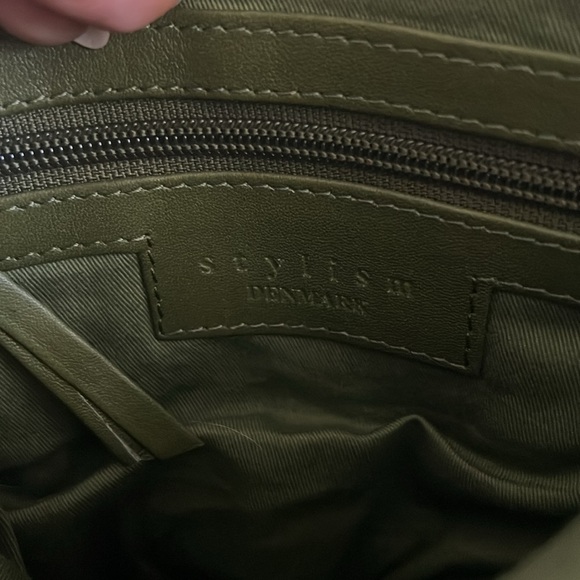 Stylism Leather Olive Green Puffer Bag - Picture 6 of 9